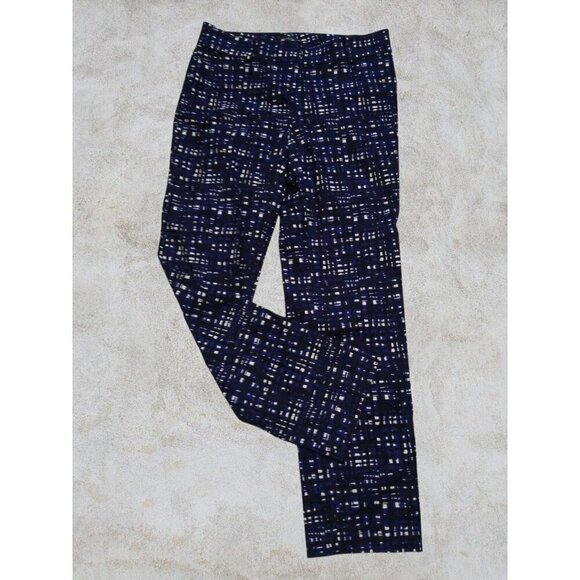 Ann Taylor Ladies flat front pockets blue white spandex blend pants size 8 - Picture 10 of 11
